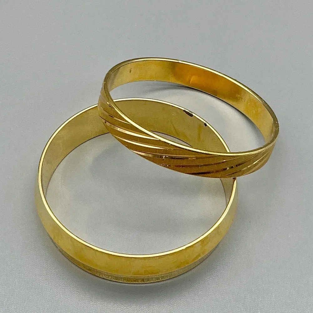 Monet Bracelet Women Gold Tone Vintage Textured Bangle Set Jewelry 7.5 Inches